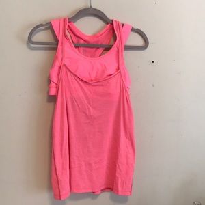 Pink lulu built in sports bra tank
